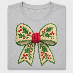 Embroidered Christmas Bow DTF Transfer
