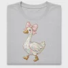 Whimsical Goose With Pink Bow DTF Transfer
