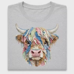 Patchwork Highland Cow DTF Transfer