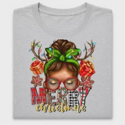 Afro Messy Bun Merry Christmas DTF Transfer