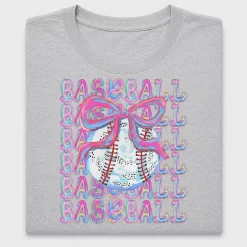 Colorful Baseball Bow DTF Transfer