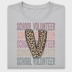 School Volunteer Cheetah Letter V DTF Transfer