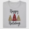 Happy Holidays Plaid Christmas Trees DTF Transfer