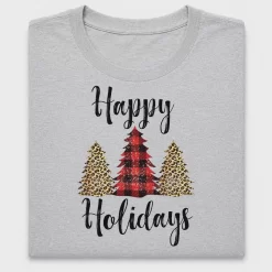 Happy Holidays Plaid Christmas Trees DTF Transfer