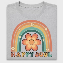 Retro Rainbow Flower Happy Soul DTF Transfer