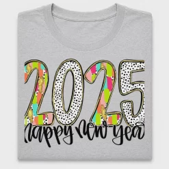 Colorful Happy New Year 2025 DTF Transfer