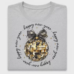 Black Gold Disco Ball Happy New Year DTF Transfer