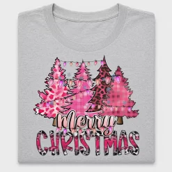 Pink Merry Christmas Trees DTF Transfer