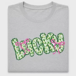 Lucky Clover DTF Transfer with Pink Bow