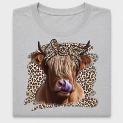 Highland Cow DTF Transfer With Leopard Print Bow