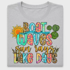Boat Waves Sun Rays Lake Days DTF Transfer