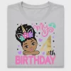 Afro Puff Unicorn 4th Birthday DTF Transfer