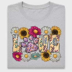 Dog Paw Love Floral DTF Transfer