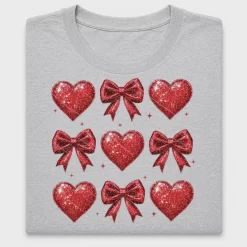Glitter Valentine Heart & Bow DTF Transfer