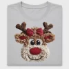 Embroidered Reindeer Face DTF Transfer