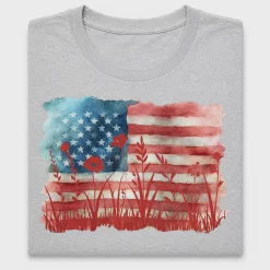 Watercolor American Flag Wildflower DTF Transfer