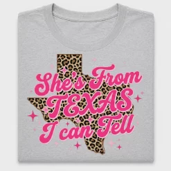 She's From Texas Leopard DTF Transfer