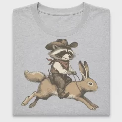 Western Raccoon Riding Bunny DTF Transfer