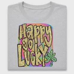 Happy Lucky Luck Gold Glitter DTF Transfer