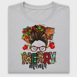 Merry Mama Messy Bun Christmas DTF Transfer