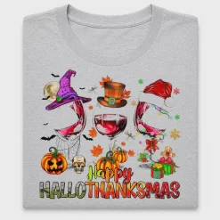 Hallothanksmas Wine Glasses DTF Transfer