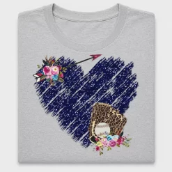 Heart Baseball Glitter DTF Transfer