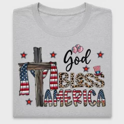 God Bless America Cross DTF Transfer