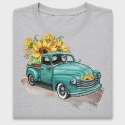 Vintage Truck Sunflowers DTF Transfer for Shirts