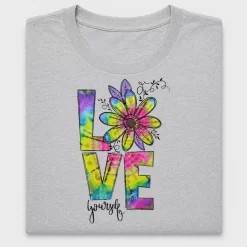 Love Yourself Tie Dye Flower DTF Transfer