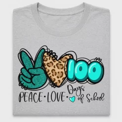 100 Days of School Peace Love DTF Transfer