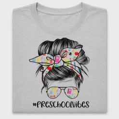 Preschool Vibes Messy Bun DTF Transfer