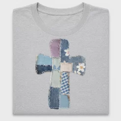 Faux Patchwork Easter Cross DTF Transfer