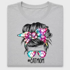 Cat Mom Messy Bun DTF Heat Transfer