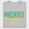 Merry Christmas Teal Gold DTF Transfer