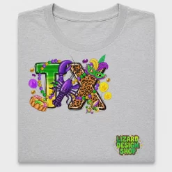 Mardi Gras Texas Map DTF Transfer