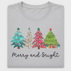 Merry and Bright Christmas Trees DTF Transfer