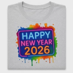 Neon Happy New Year 2026 DTF Transfer