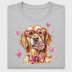 Golden Retriever Heart Glasses DTF Transfer