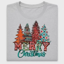 Merry Christmas Western Trees DTF Transfer