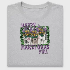 Happy Mardi Gras Y'all Cows DTF Transfer