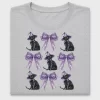 Witchy Black Cat Purple Bow DTF Transfer