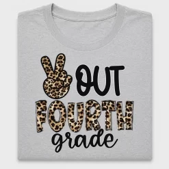 Peace Out Fourth Grade Leopard DTF Transfer