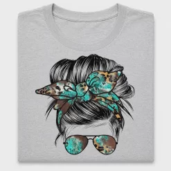 Turquoise Leopard Messy Bun DTF Transfer