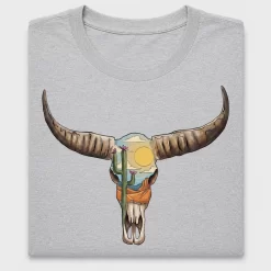 Western Bull Skull Desert Cactus DTF Transfer