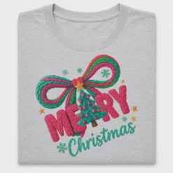 Merry Christmas Knitted Bow DTF Transfer