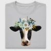 Watercolor Cow Floral Crown DTF Transfer