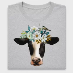 Watercolor Cow Floral Crown DTF Transfer