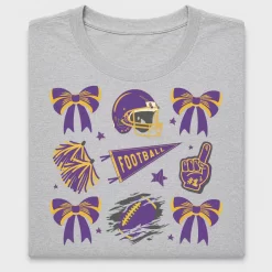 Purple Gold Football Bow DTF Transfer