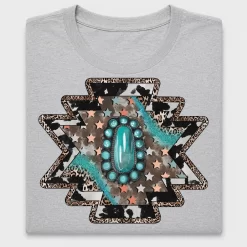 Western Turquoise Gemstone Boho DTF Transfer