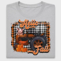 Hello Fall Farm Pig Tractor DTF Transfer